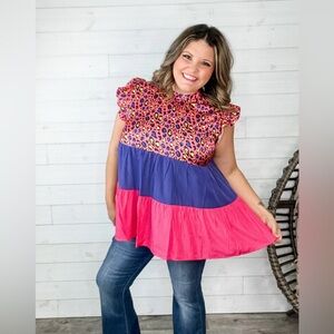 NWT- Sunshine & Rodeo’s Women's Top with Ruffled Sleeves- Relaxed Fit-Size 2X